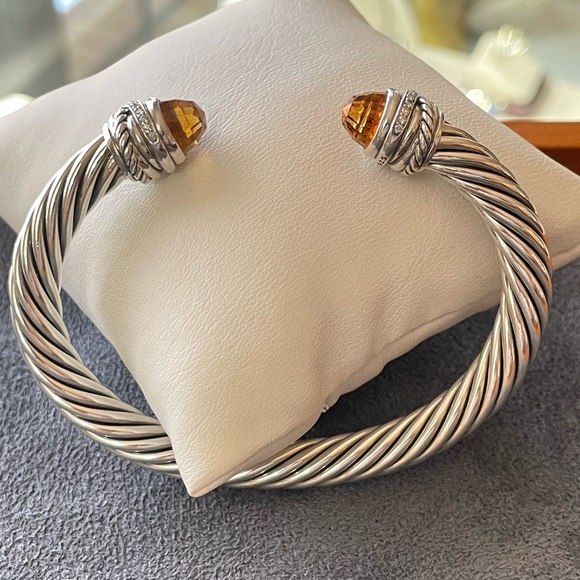 David Yurman Jewelry - David Yurman 7mm Crossover Cuff with Honey Citrine & Diamonds